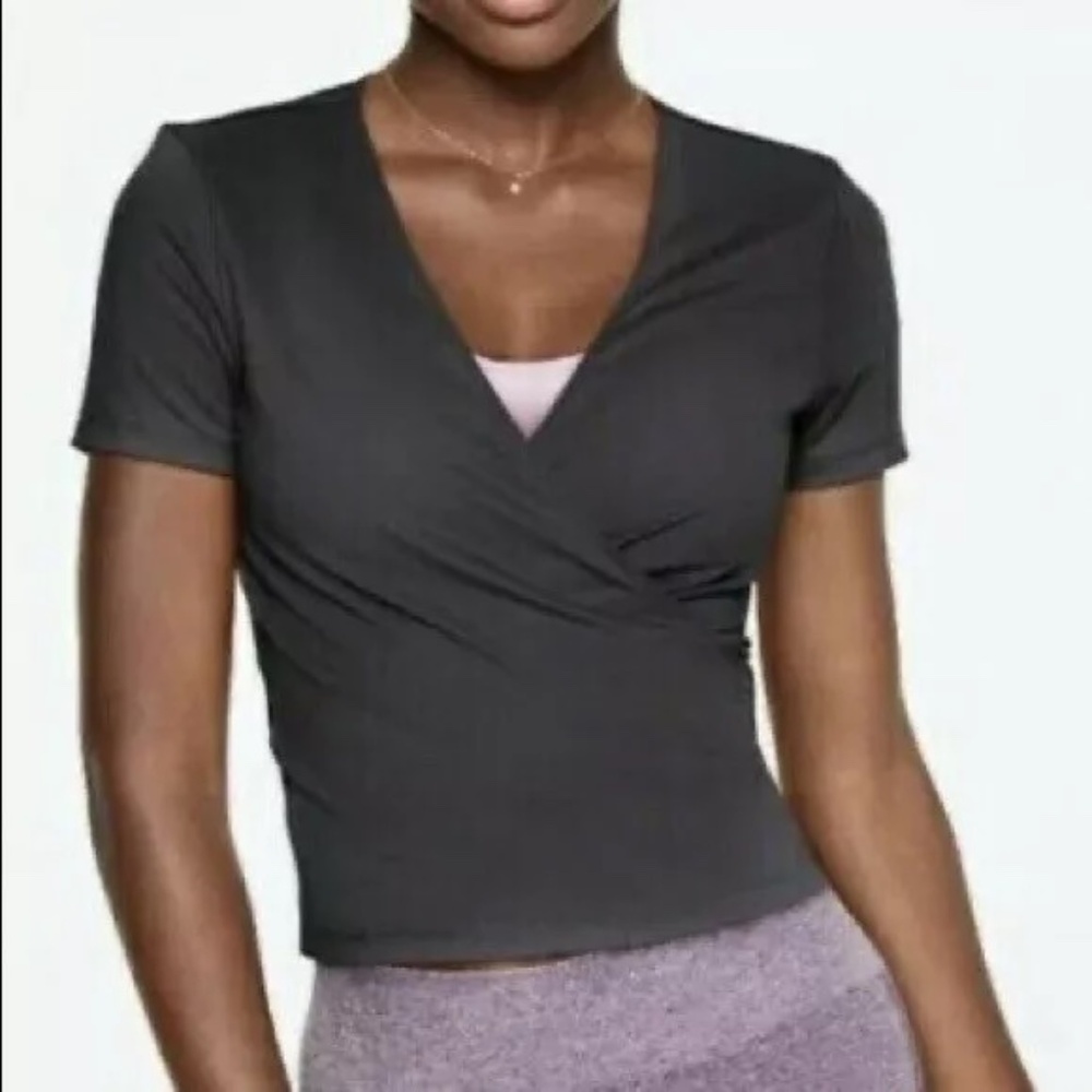 Pink Victoria’s Secret Black Ultimate Wrap Top
